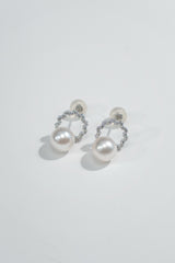 8mm Akoya Cultured Pearl Diamond Earrings