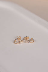 Butterfly Diamond Earrings，K14G，14 rd dia，1.18g，0.07ct