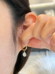 2 Carat Water Drop Earrings In 18K Yellow Gold