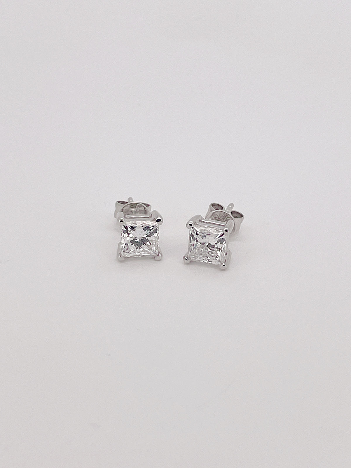 1.5 Carat Total Square Lab Grown Diamond Stud Earrings
