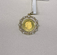 24K+18K Fairy Gold Coin, Diameter:20mm, 0.16CT, 3.26g