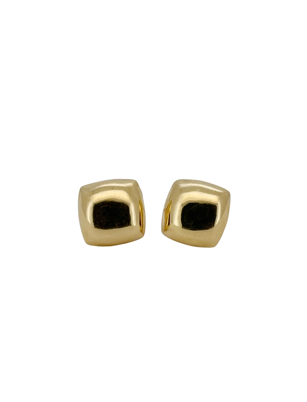 Cube Gold Stud Earrings