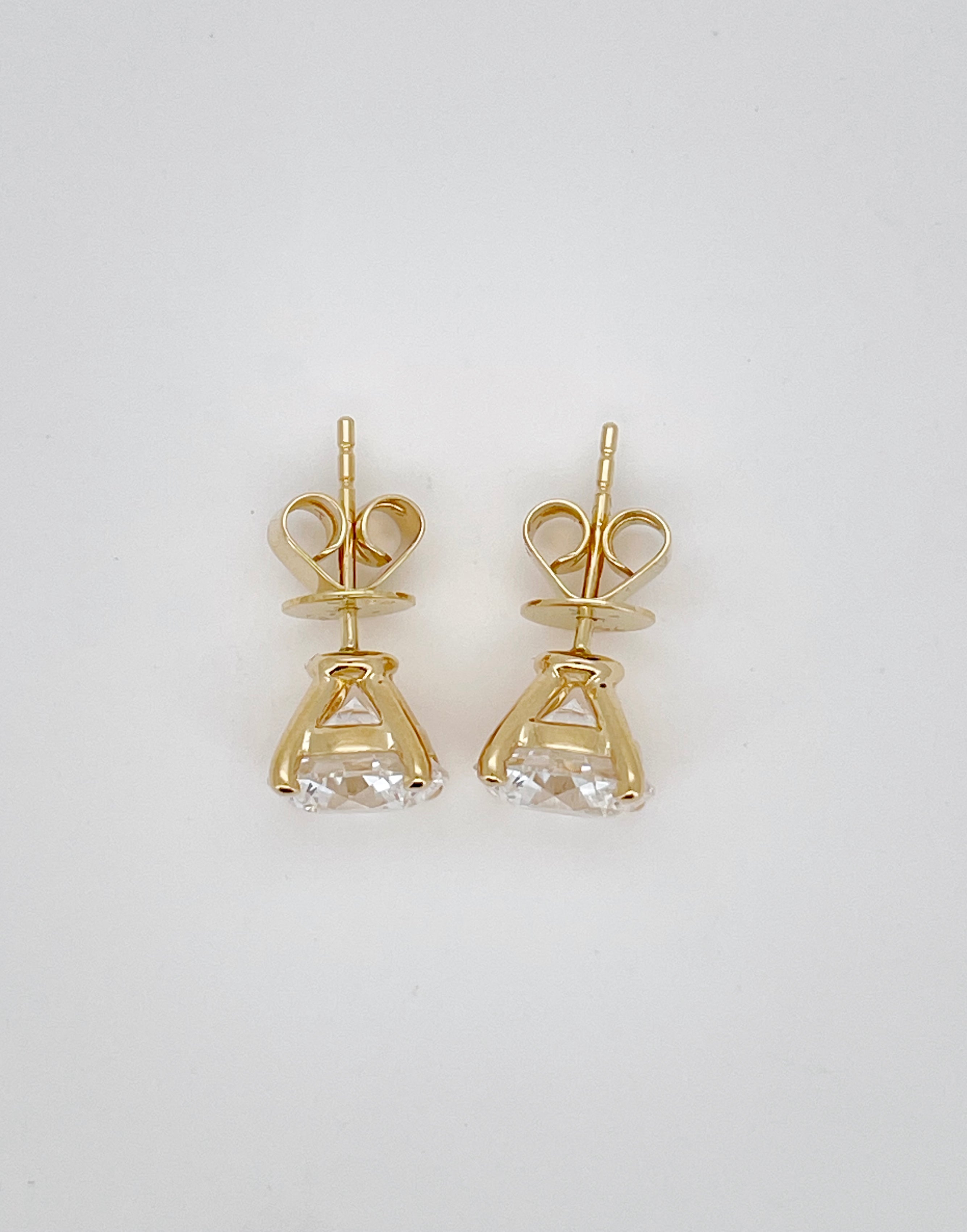 4 Carat Total Round Lab-Grown Diamond Stud Earrings