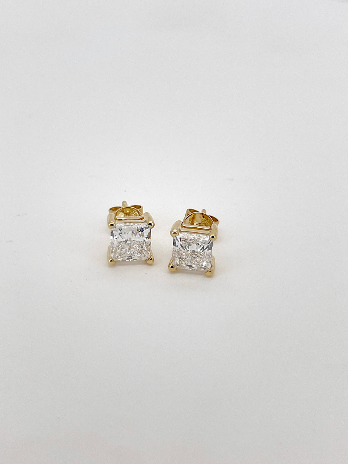 2 Carat Total Square Lab Grown Diamond Stud Earrings