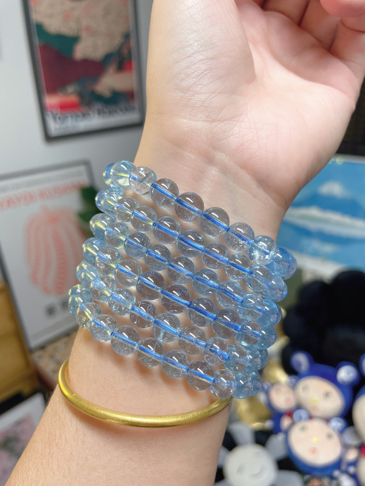 蓝托帕石8mm 手围14.5-16cm可带