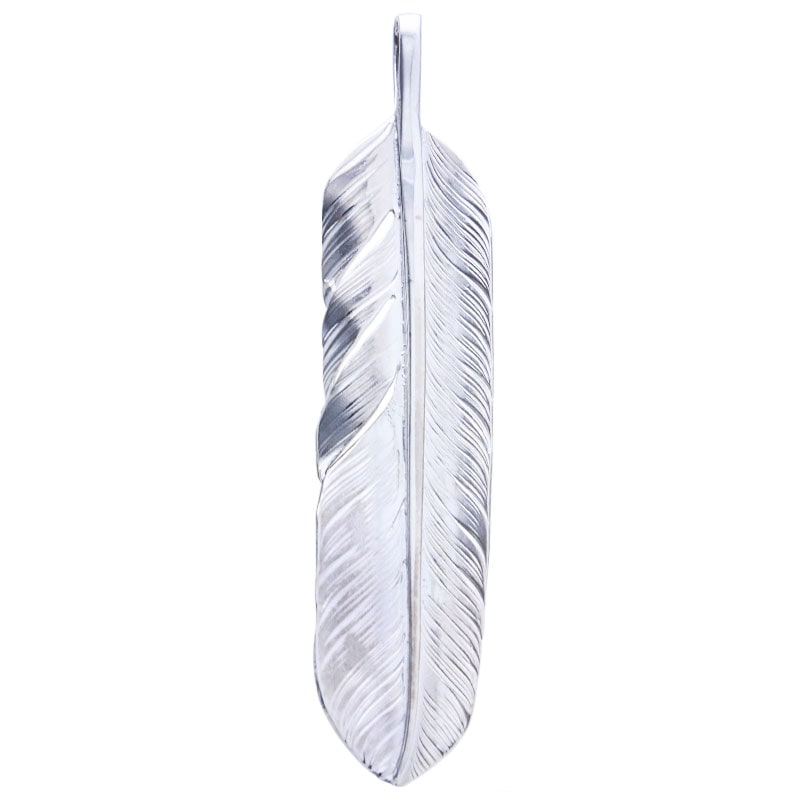 Tarowashimi Silver feather pendant facing left  size:L（W-1AFFL01）