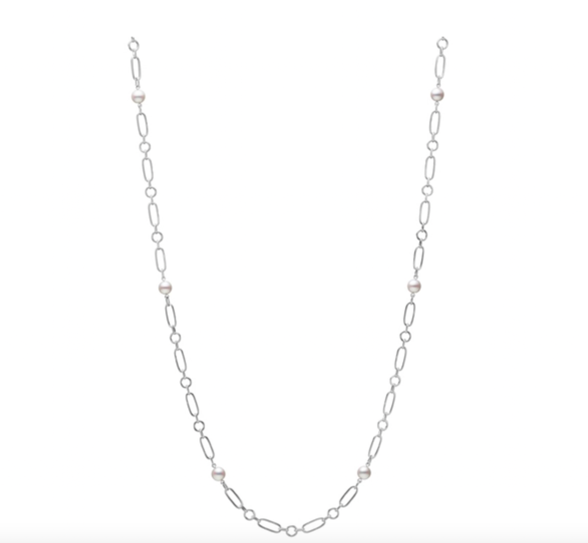 【MIKIMOTO】M CODE 18K WHITE GOLD AKOYA PEARL NECKLACE