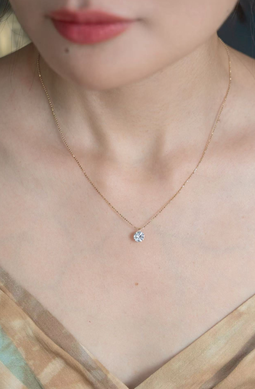 1 Carat Round Lab Grown Diamond Necklace