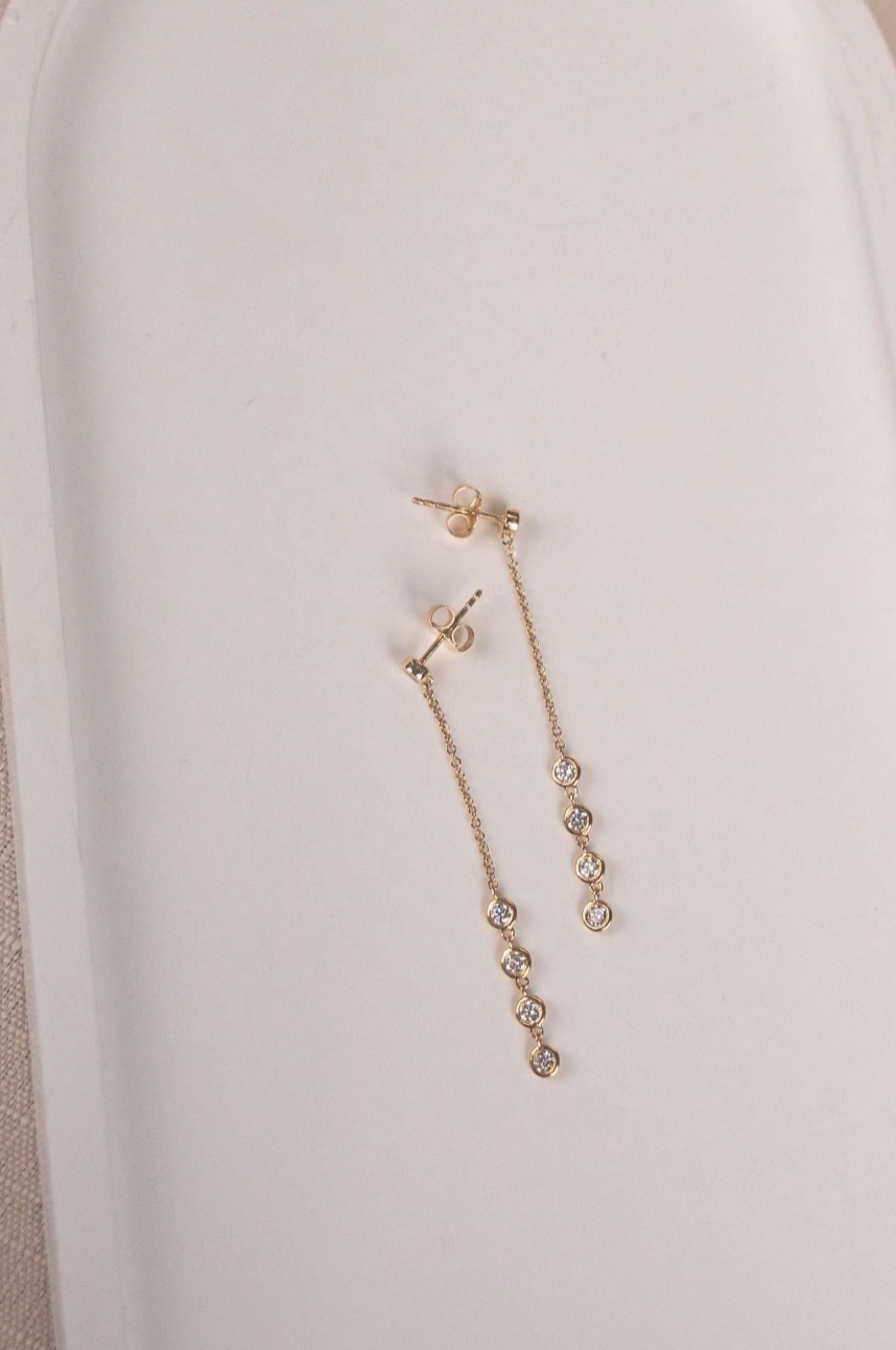 Long Dangle Post Lab Grown Diamond Stud Earrings