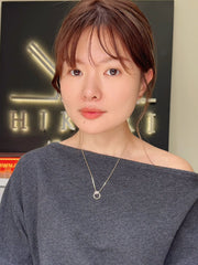 0.124 Carat Natural Diamond Round Necklace In 14K Yellow Gold