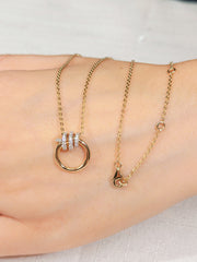 0.124 Carat Natural Diamond Round Necklace In 14K Yellow Gold