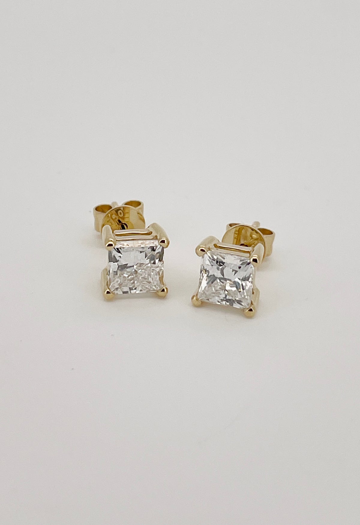 1.5 Carat Total Square Lab Grown Diamond Stud Earrings