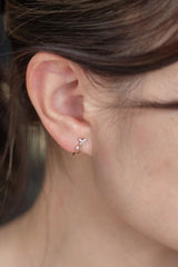 Butterfly Diamond Earrings，K14G，14 rd dia，1.18g，0.07ct