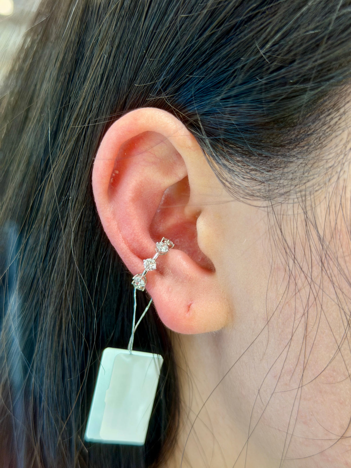 0.71 Carat Round Diamond Ear Cuff In 10K White Gold