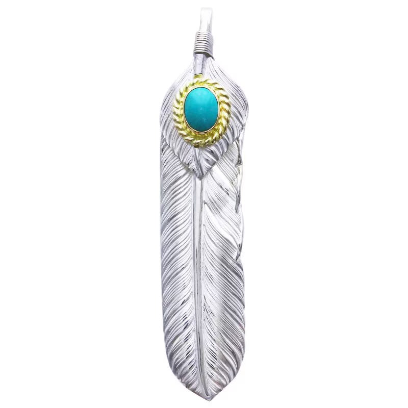 Tarowashimi Turquoise Feather Pendant