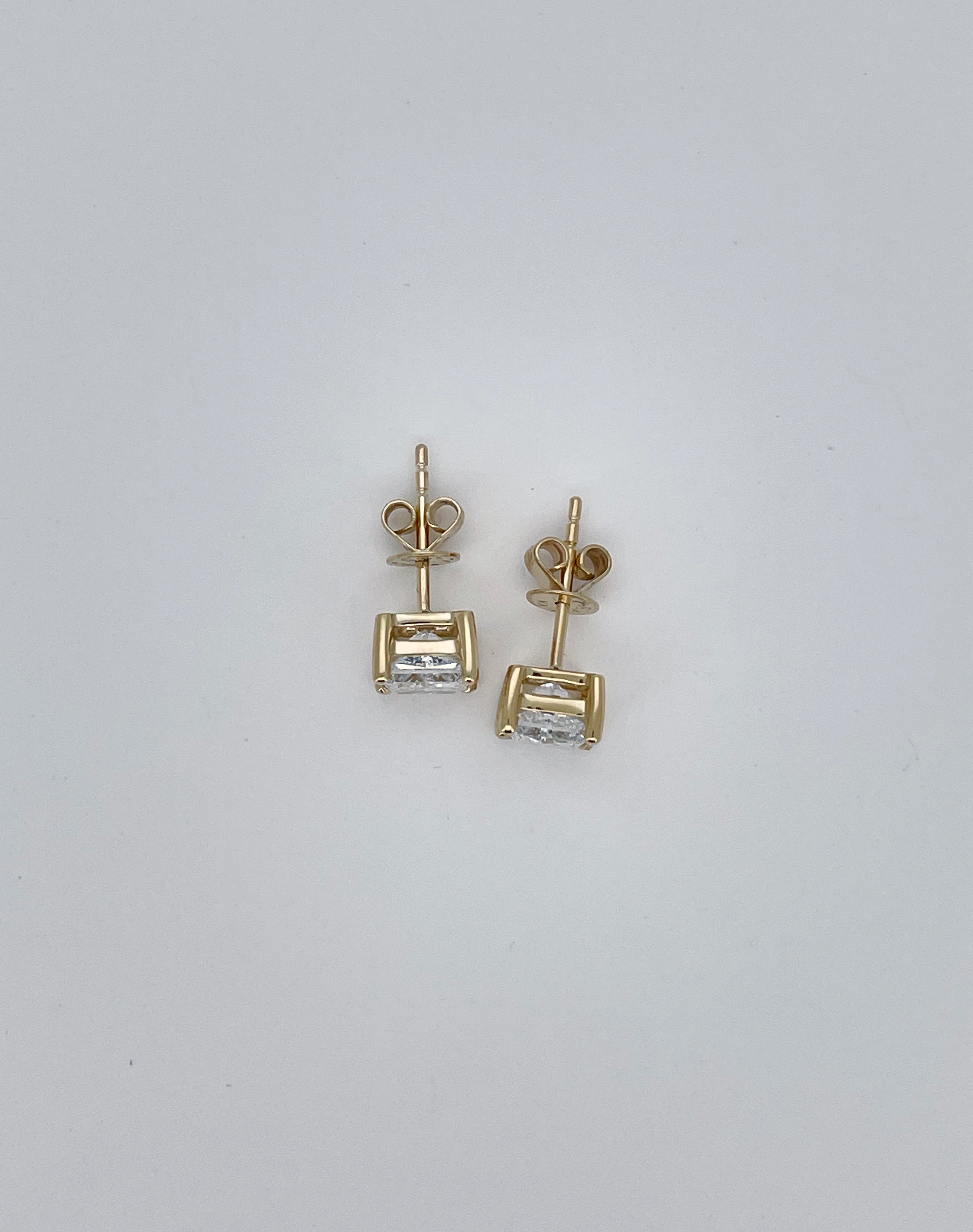 2 Carat Total Square Lab Grown Diamond Stud Earrings