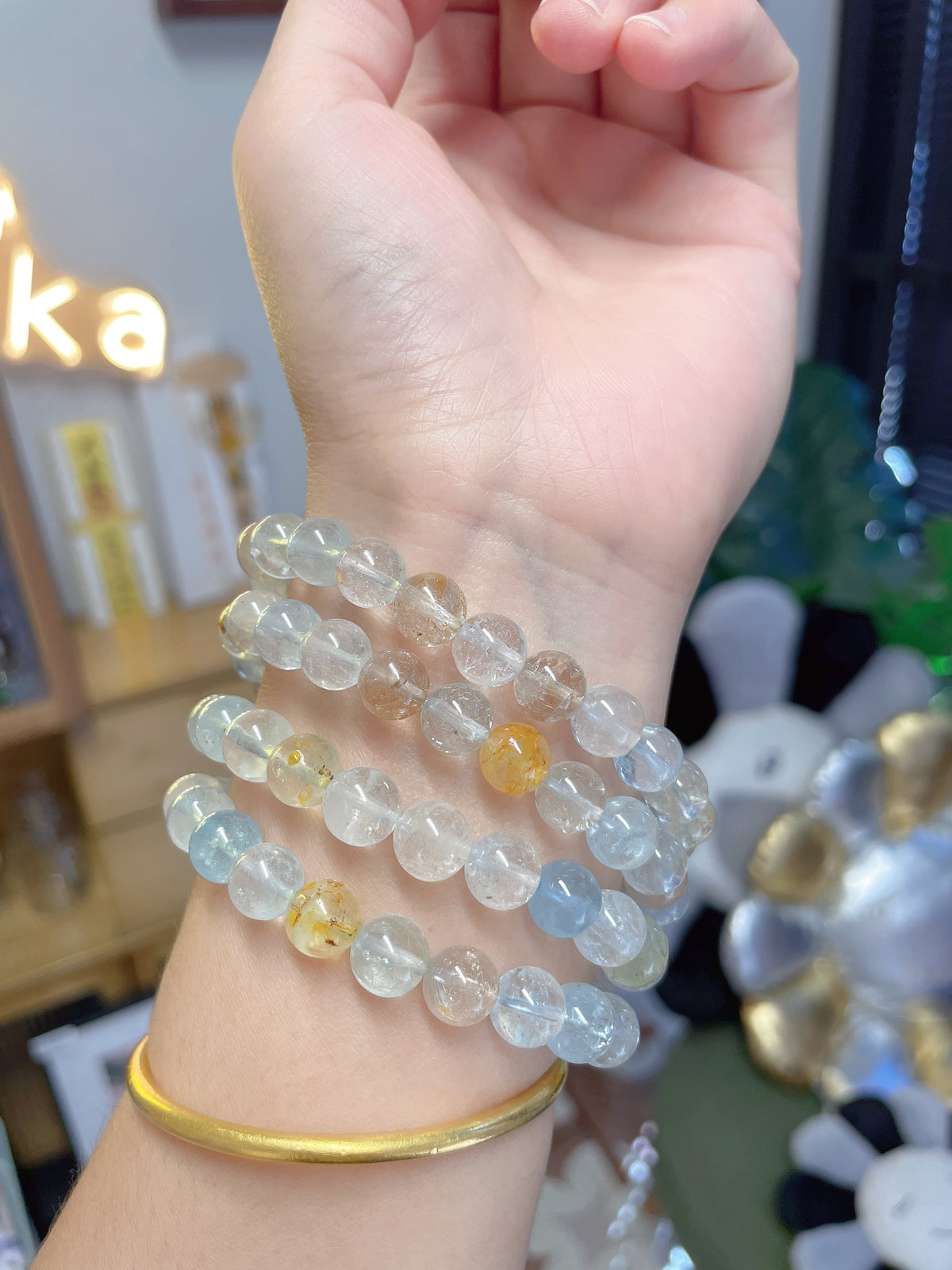 彩色托帕石9mm. 手围14.5～16cm可带