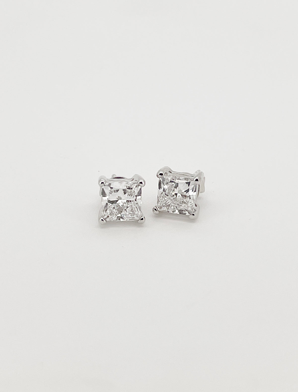2 Carat Total Square Lab Grown Diamond Stud Earrings