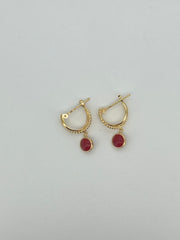 Double Circle Coral Stud Earrings