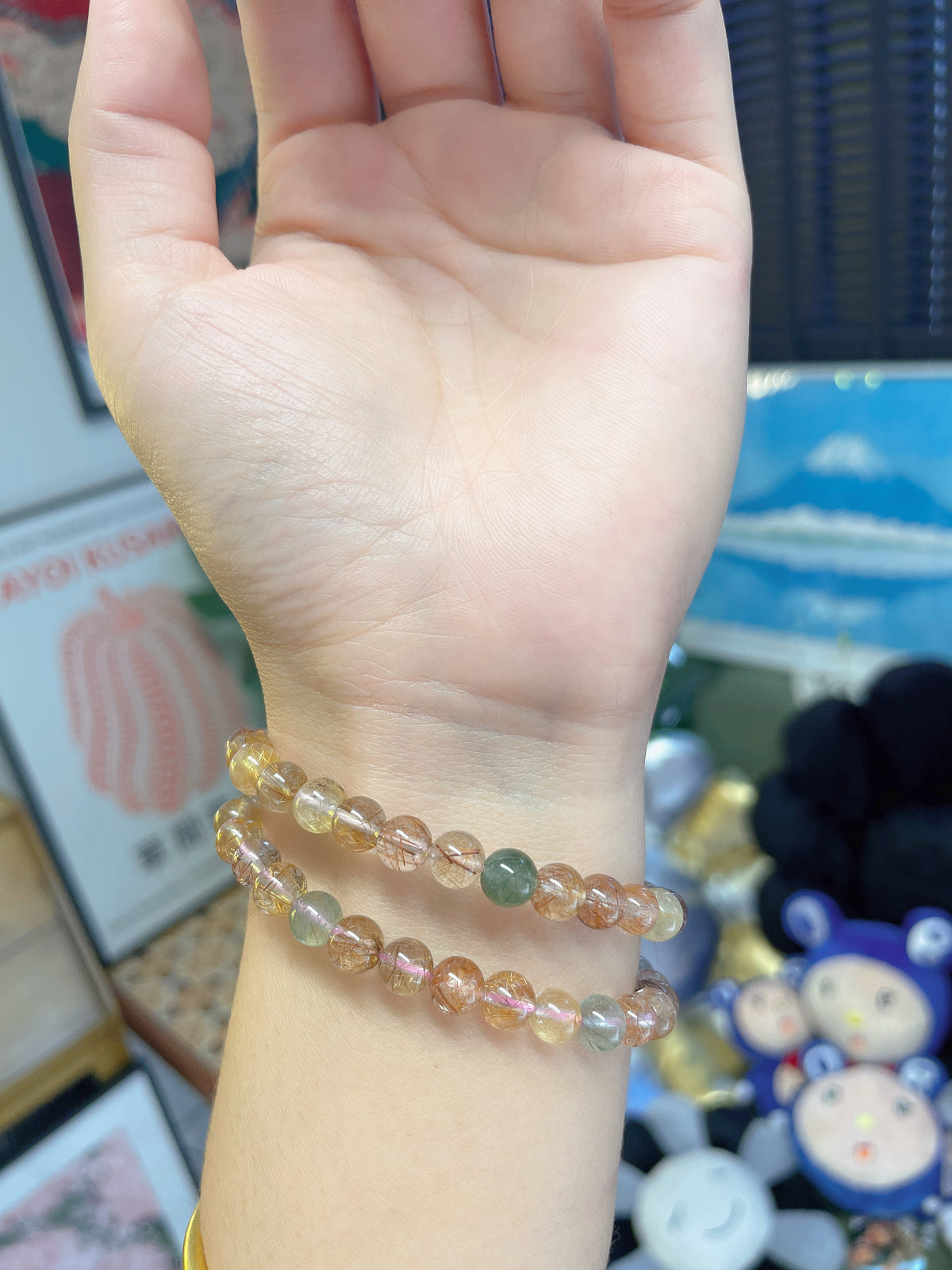 彩发晶7mm 手围14.5-16cm可带