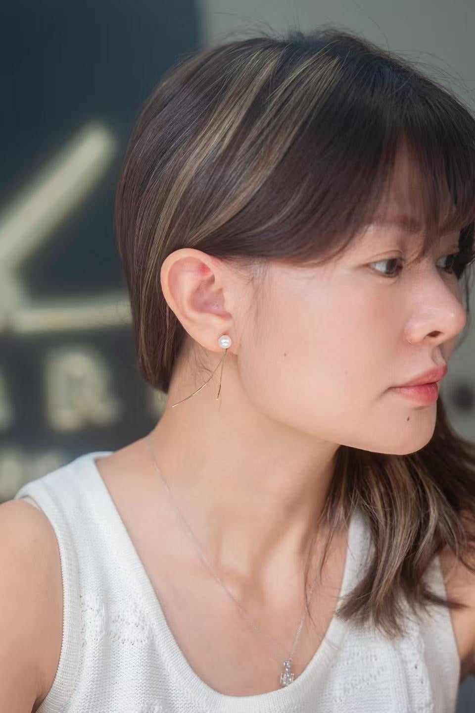 6-6.5mm Akoya Cultured Pearl With Snake Chain Earrings