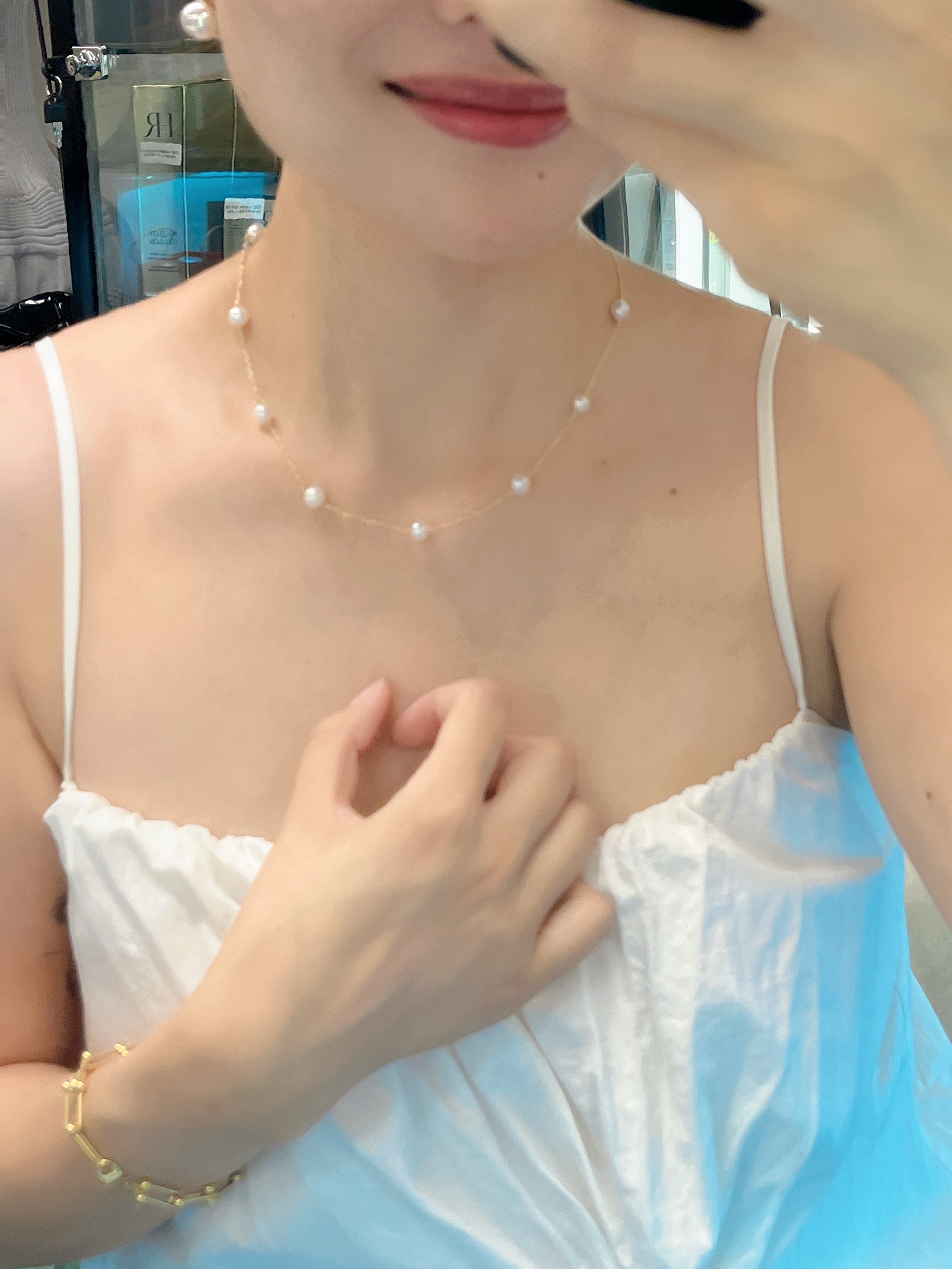 【MIKIMOTO】Akoya Cultured Pearl  Station Necklace