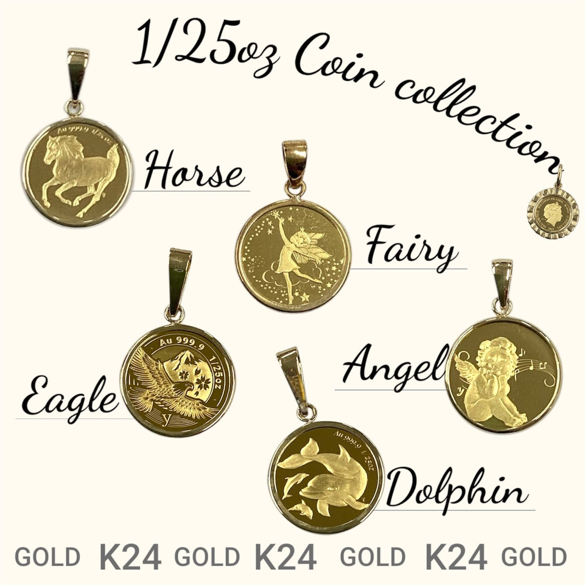 24K Gold Coin, Diameter:14.3mm, 1.7g