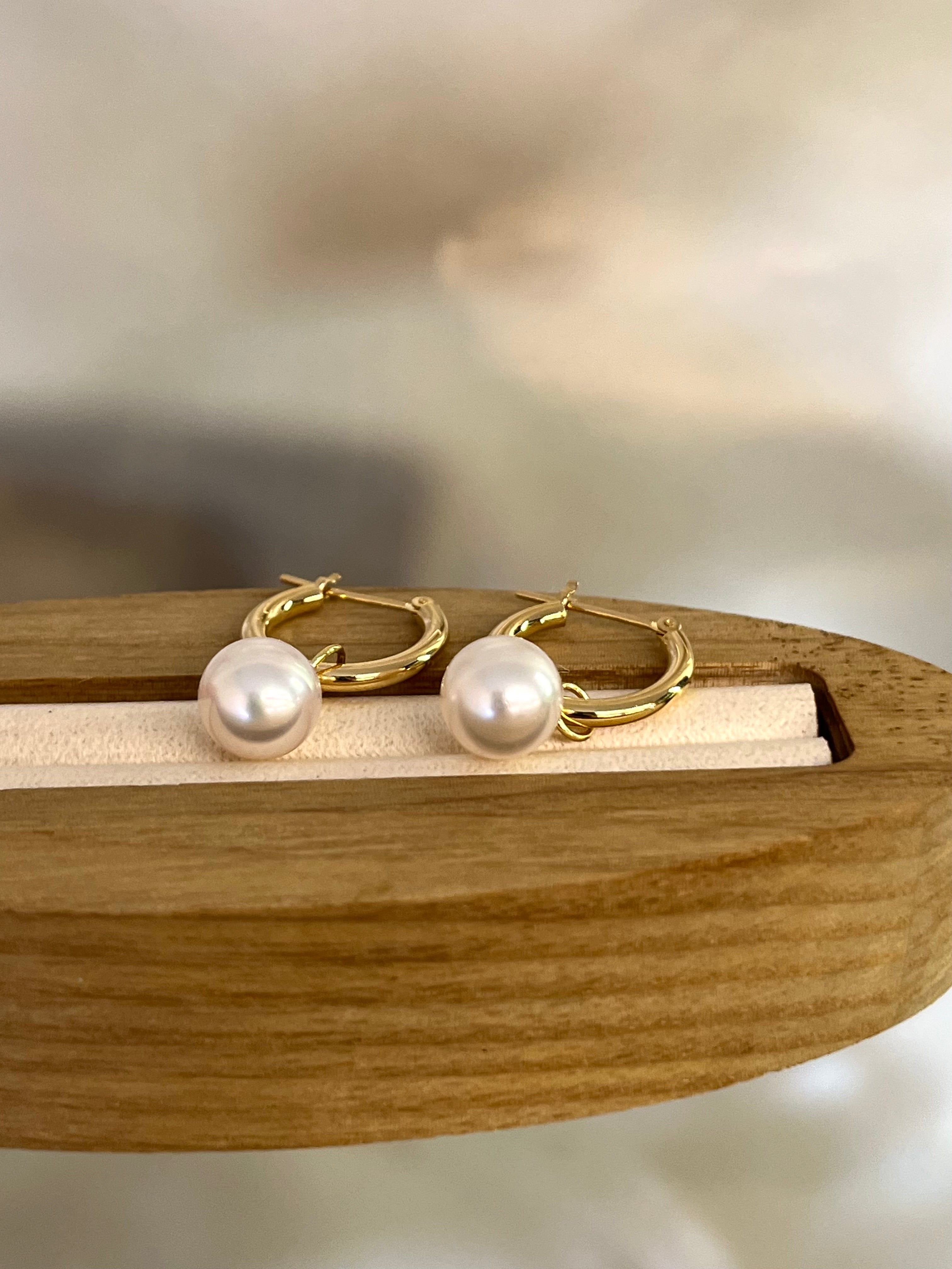 Akoya Cultured Pearl Hoop Earrings