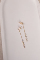 Lab Grown Diamond，long dangle post，K14G，10 rd，1.3g，0.61ct
