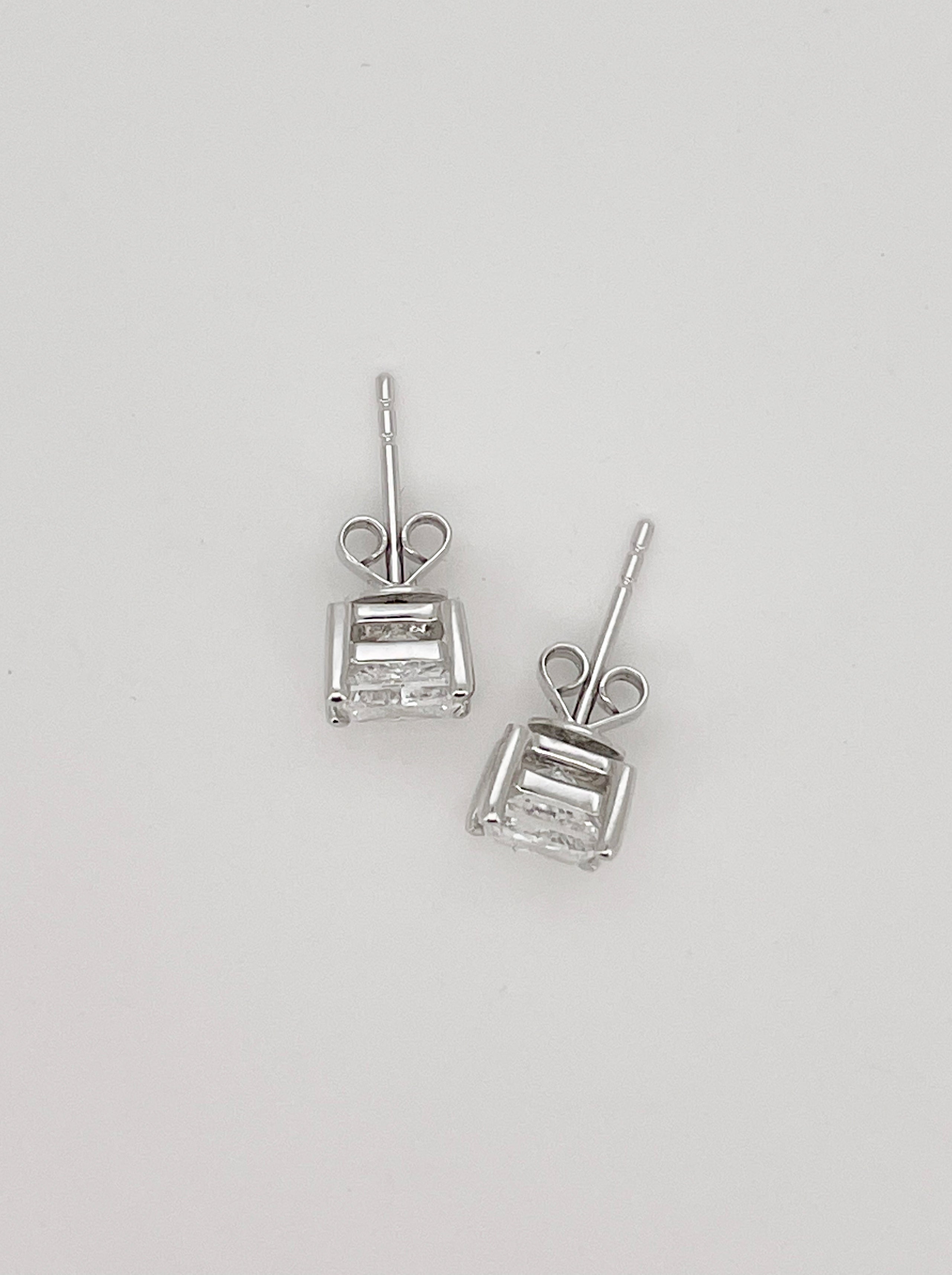 2 Carat Total Square Lab Grown Diamond Stud Earrings