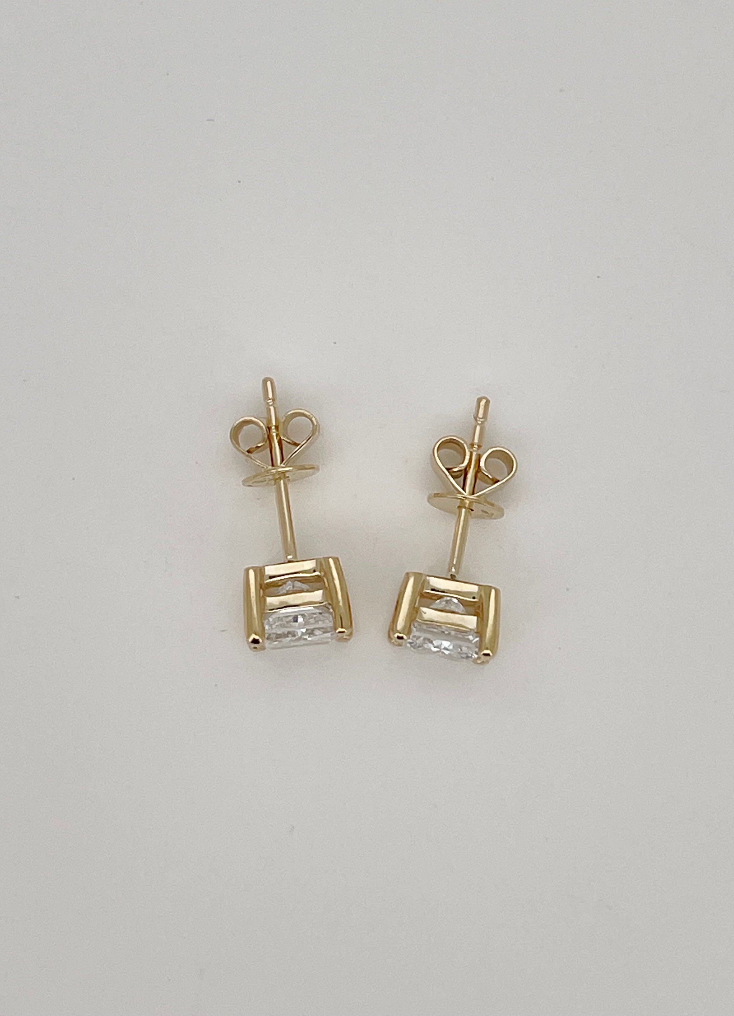1.5 Carat Total Square Lab Grown Diamond Stud Earrings