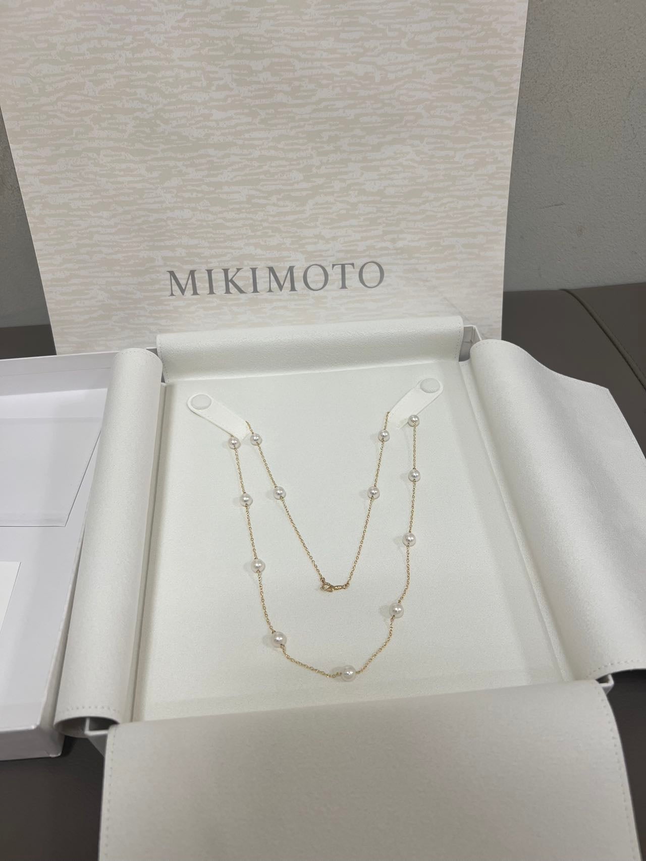 【MIKIMOTO】Akoya Cultured Pearl  Station Necklace