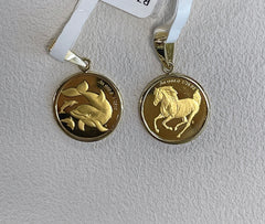 24K Gold Coin, Diameter:14.3mm, 1.7g