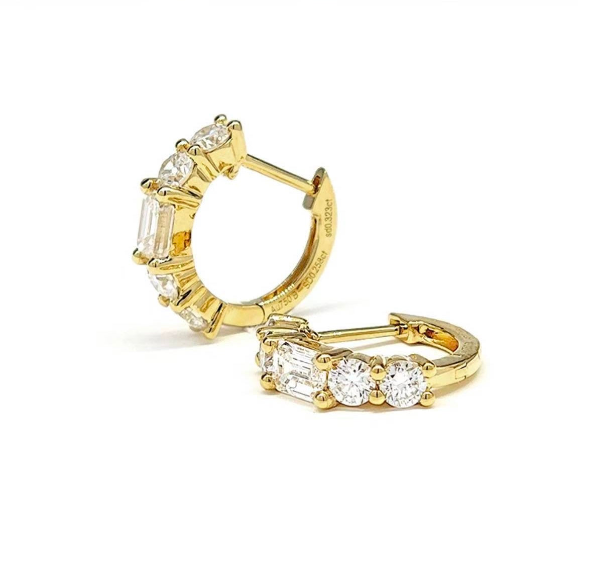 1 Carat Lab Grown Diamond With Emerald Cut Diamond Earrings