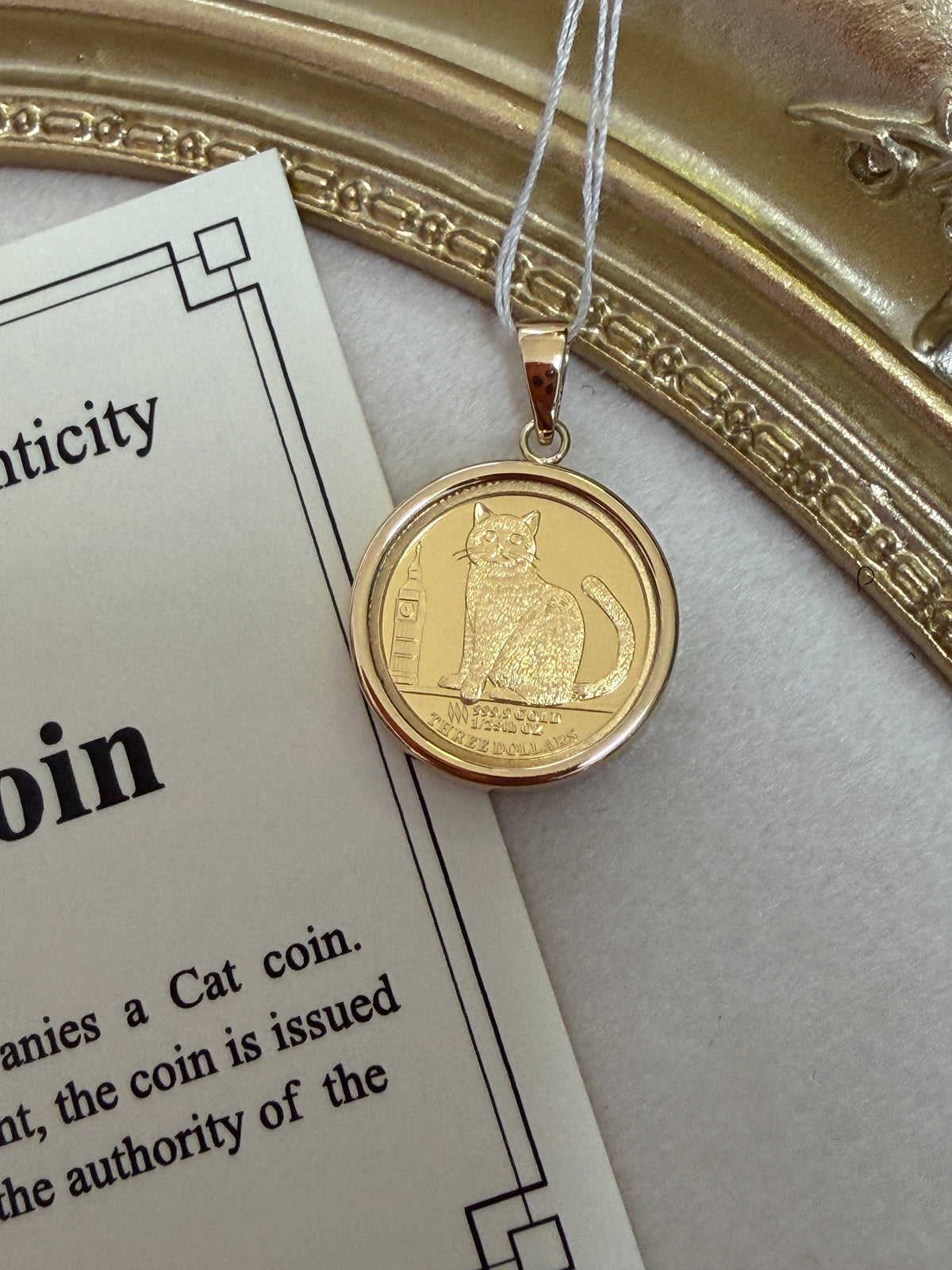 24K+18K Cat Gold Coin, Diameter:15.7mm, 3g