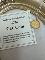 24K+18K Cat Gold Coin, Diameter:15.7mm, 3g