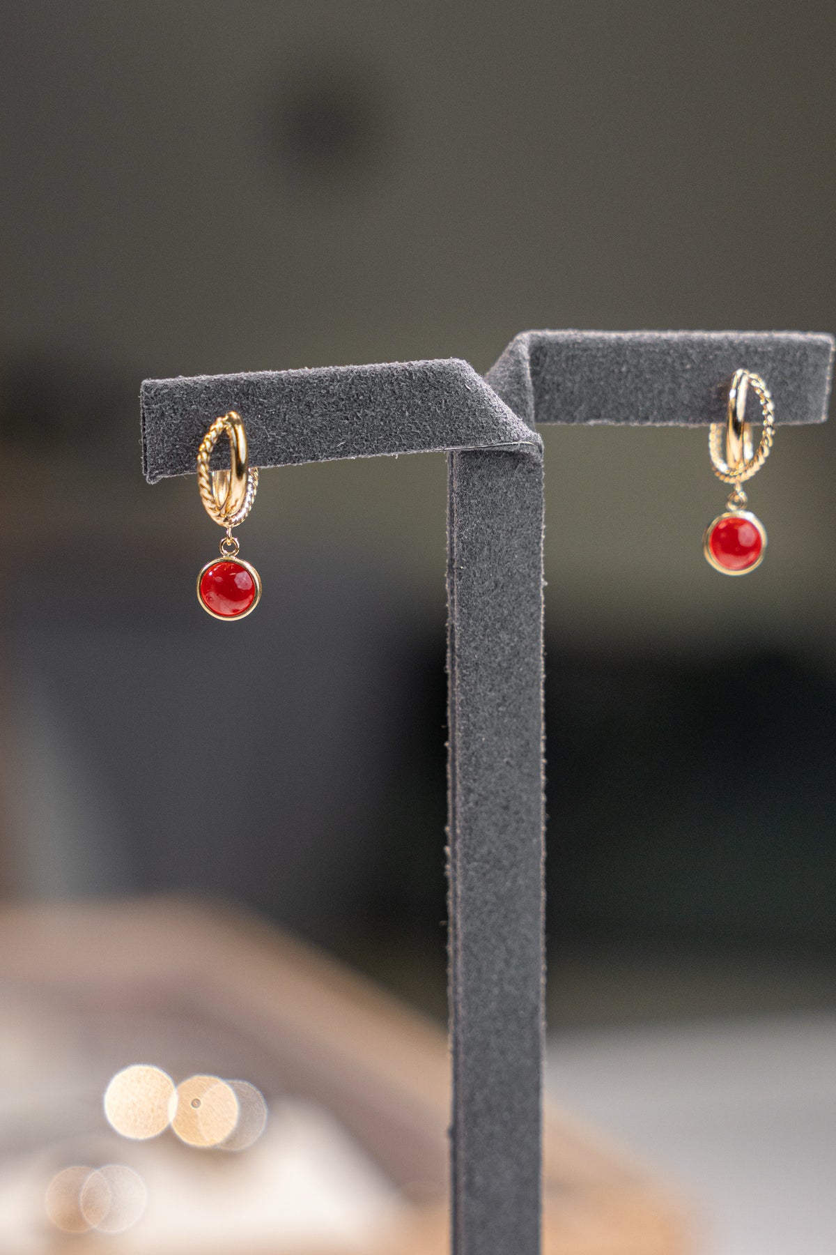 Double Circle Coral Stud Earrings