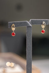 Double Circle Coral Stud Earrings