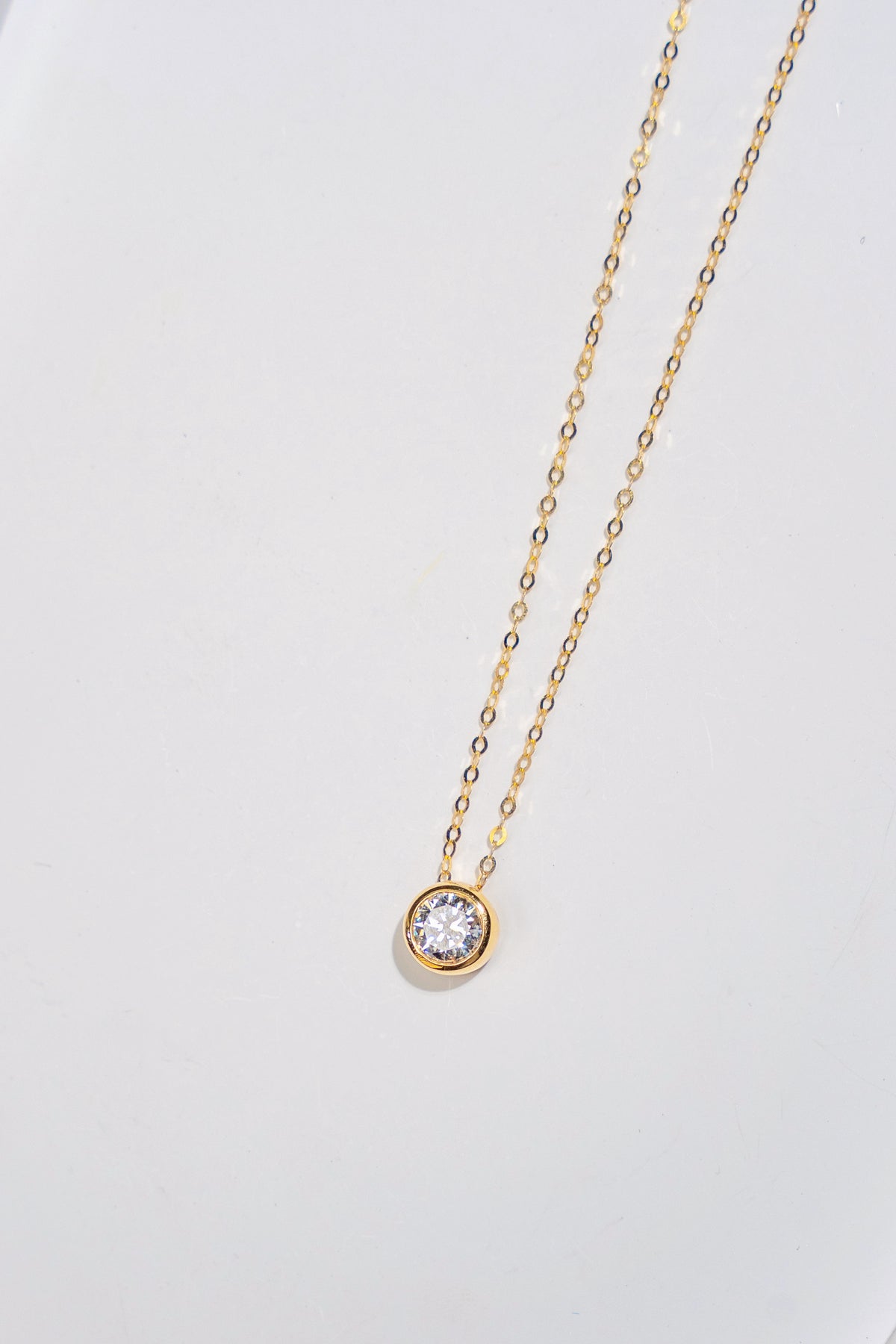 0.69 Carat Round Lab Grown Diamond Necklace In 18K Yellow Gold