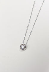0.608 Carat Round Lab Grown Diamond Necklace In 18K White Gold