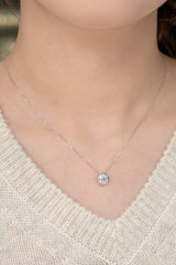 1.072 Carat Round Lab Grown Diamond Necklace In 18K White Gold