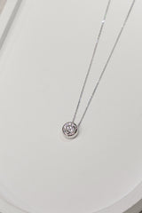 1.072 Carat Round Lab Grown Diamond Necklace In 18K White Gold
