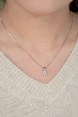 1.063 Carat Round Lab Grown Diamond Necklace In 18K White Gold