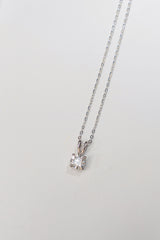 1.063 Carat Round Lab Grown Diamond Necklace In 18K White Gold