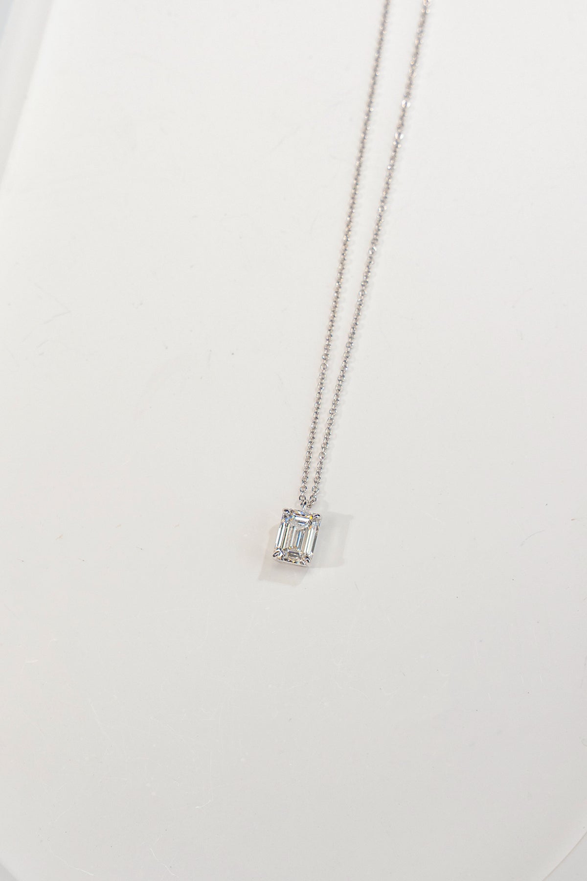 1 Carat Emerald Cut Lab Grown Diamond Necklace