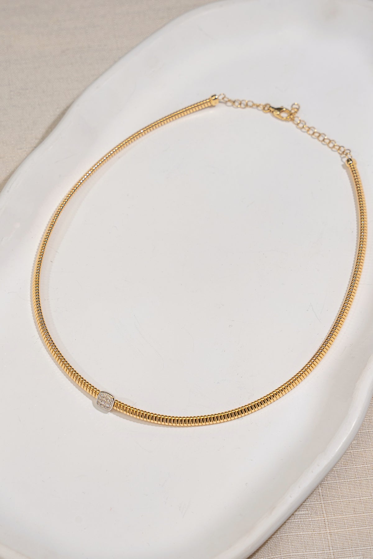 3.5mm Italy Gold Necklet In 18K Tubogas