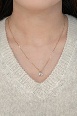 1.532 Carat Round Lab Grown Diamond Necklace In 18K Yellow Gold