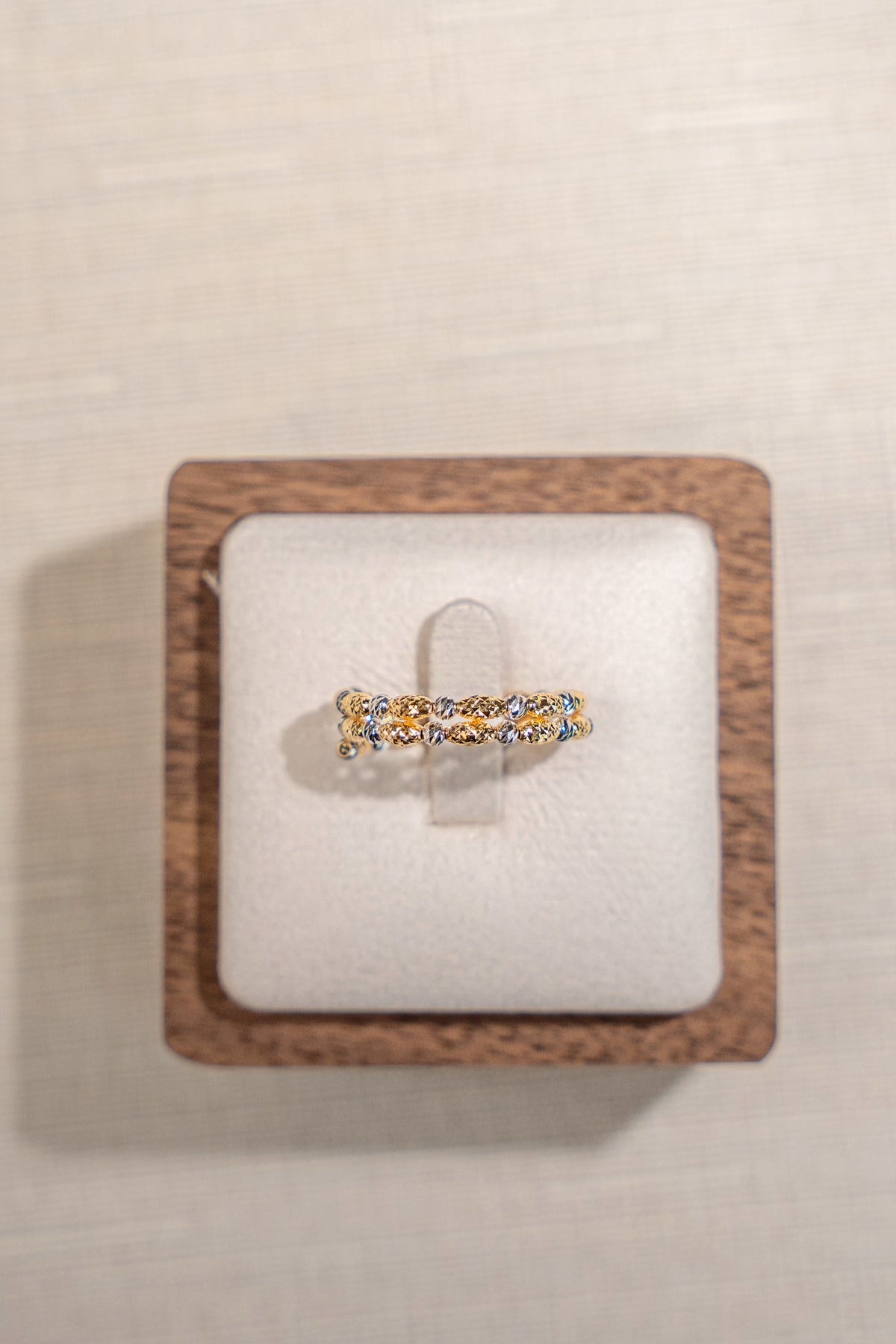 Two-tone Spring Ring In 18K Yellow&White Gold