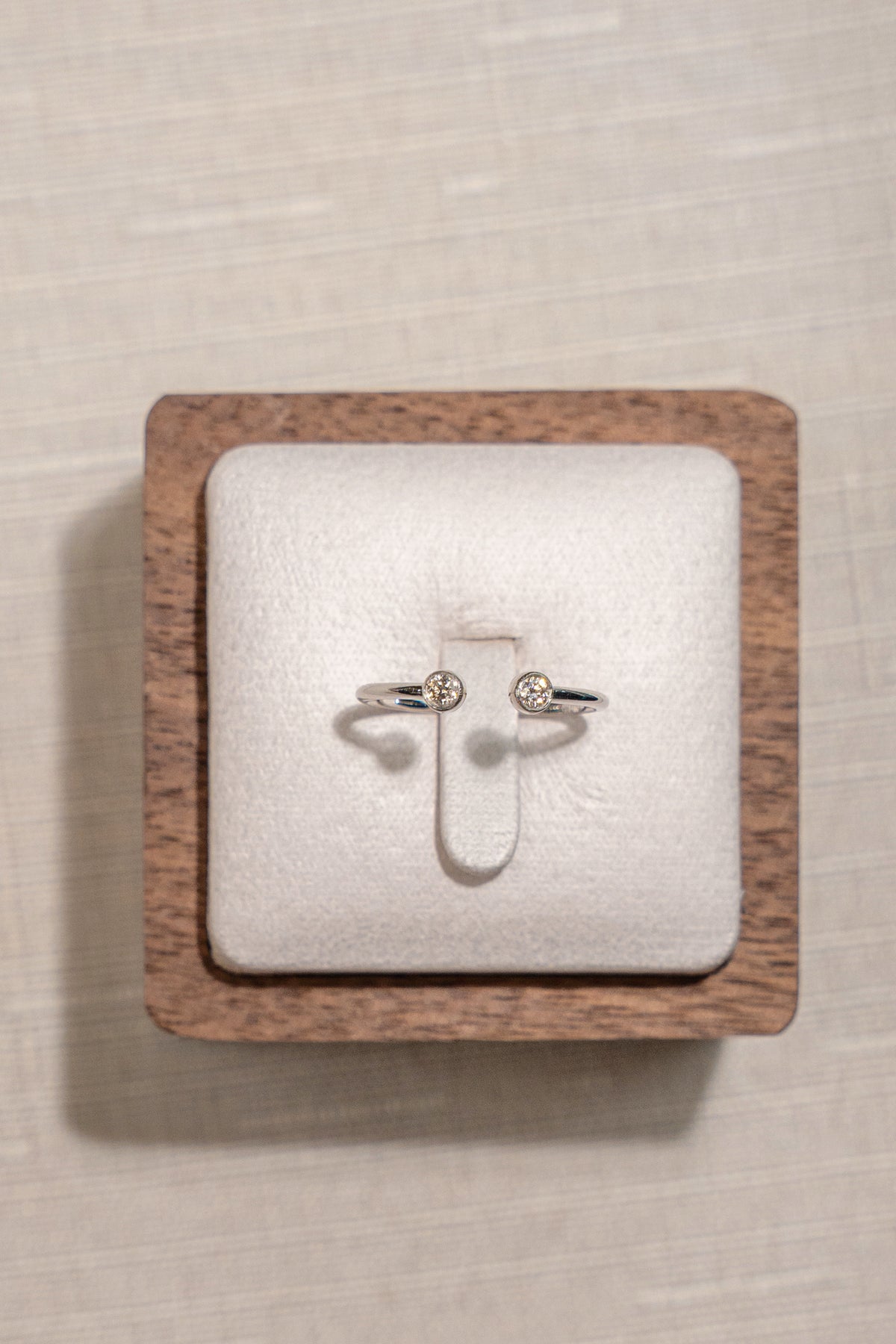 Natural Diamond Open Ring In 18K White Gold