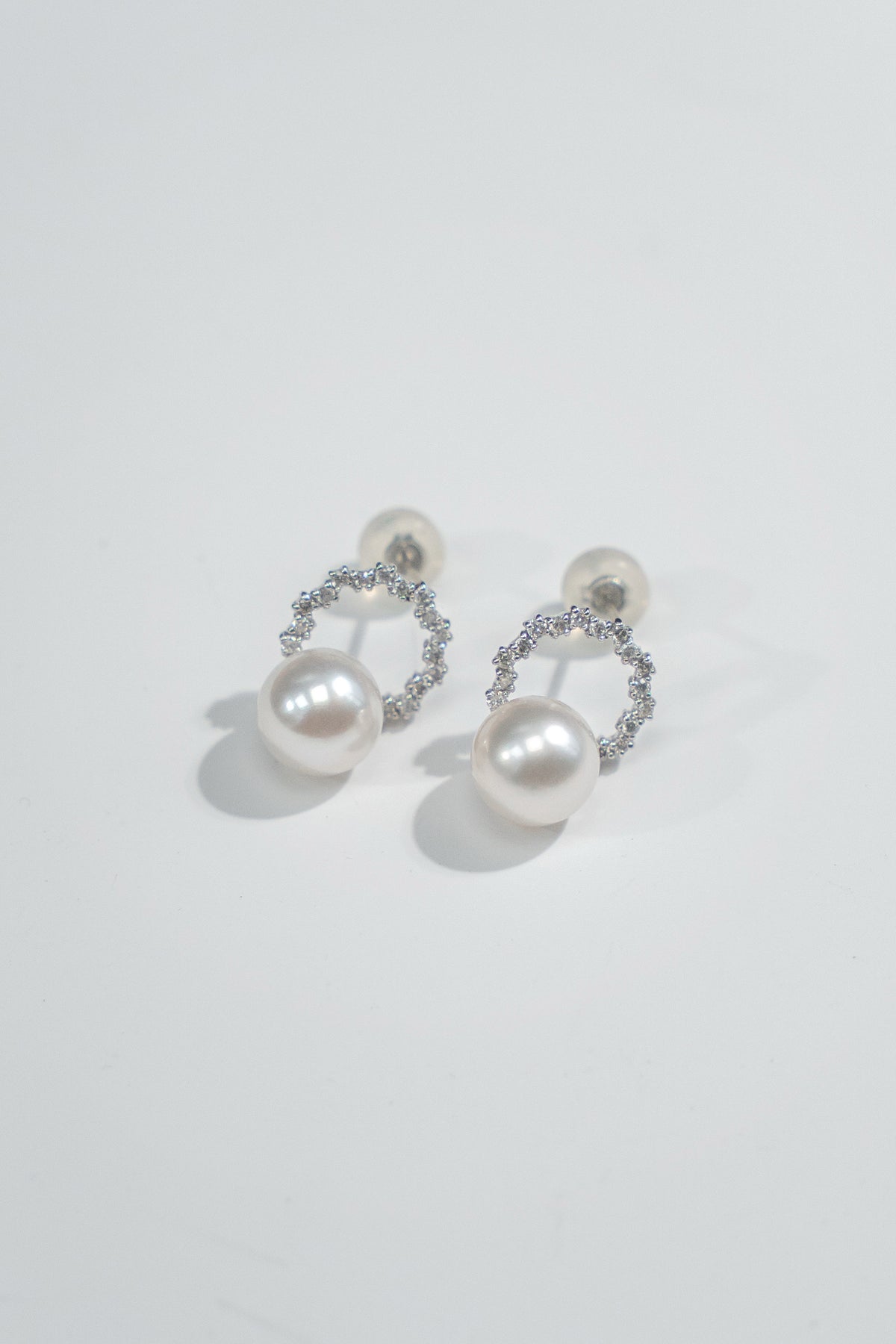 8mm Akoya Cultured Pearl Diamond Earrings